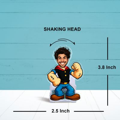 Personalized Cartoon Theme Bobblehead Caricature Solar Powered with Shaking Head Feature, Gift for Brother, Friends & Cartoon Lover Bedroom, Living Room Tabletop Decor